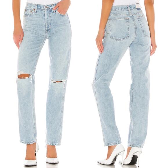 RE/DONE High Rise Loose Jeans Bleach Destroy Distressed Women’s Size 25 - Picture 1 of 8